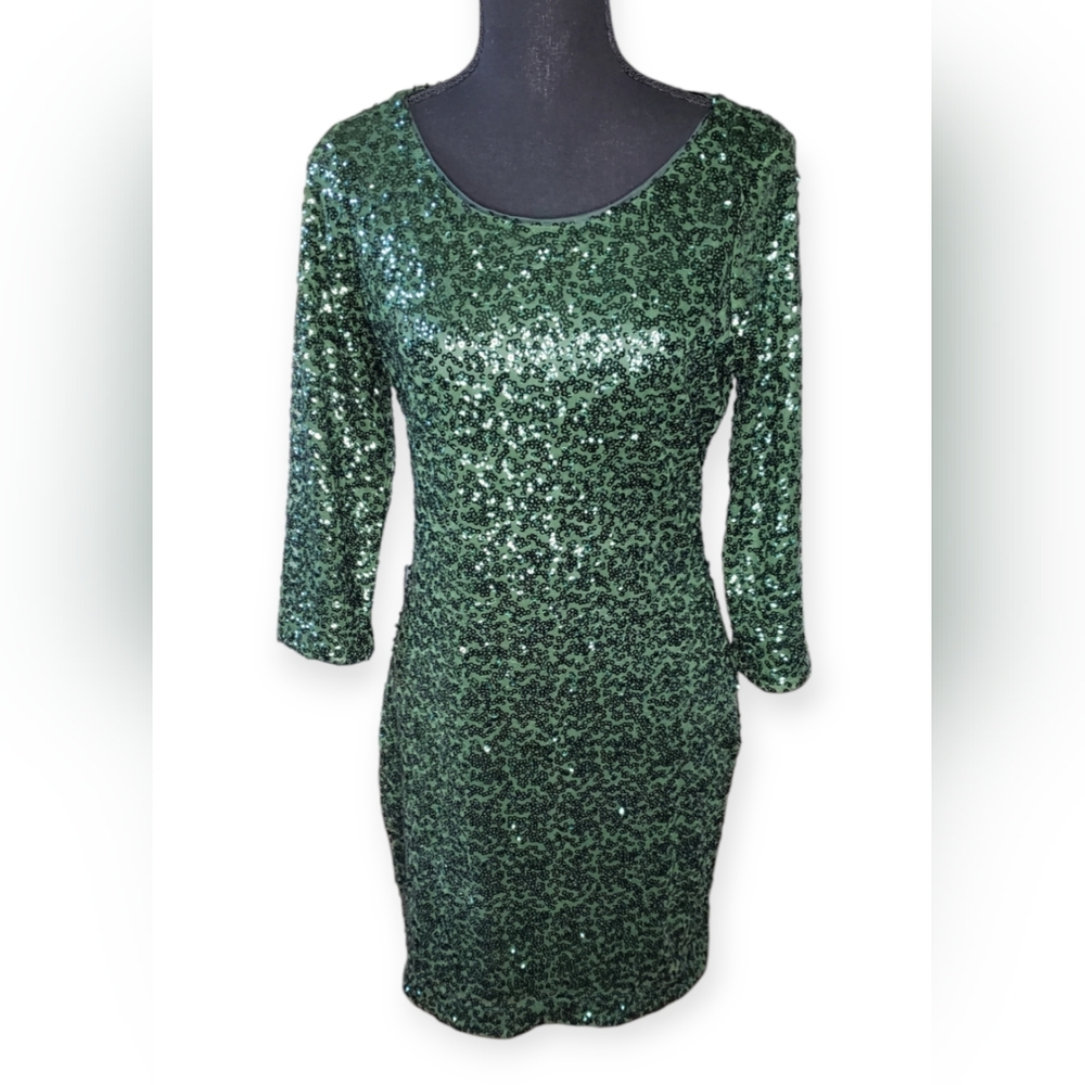 Express Green Sequin Mini Dress EUC